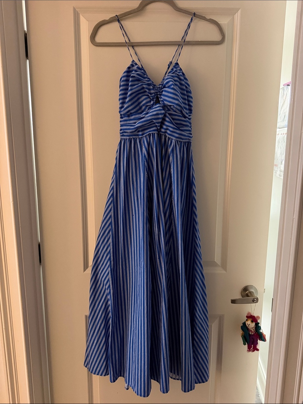 H&M Blue Striped Twist-Front Maxi Dress